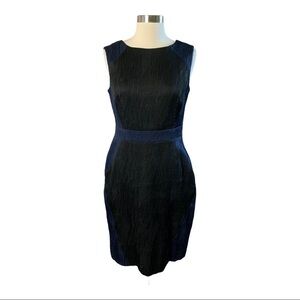 Adrianna Papell Blue/Black Textured Sheath Dress